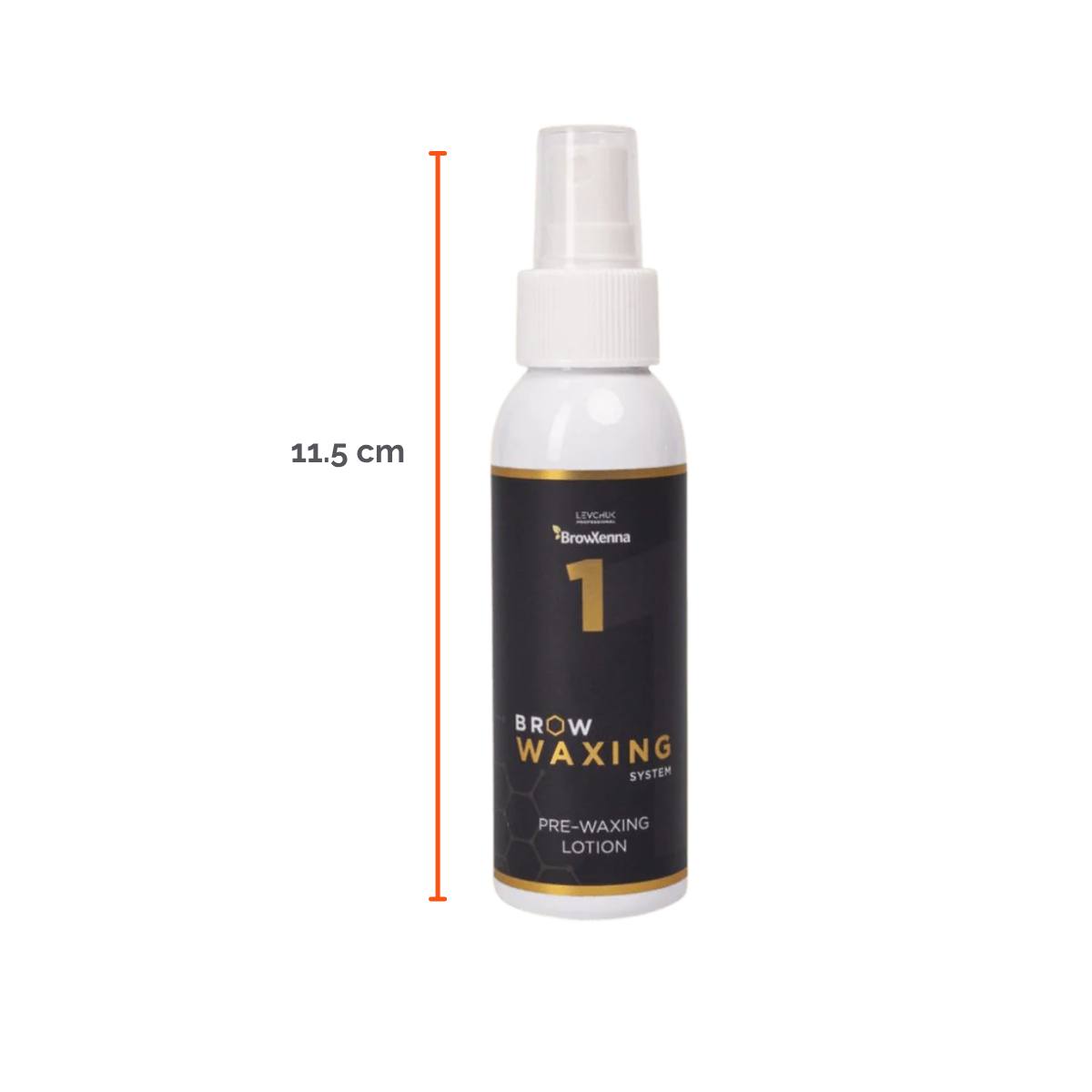 Frasco de BrowXenna Pre‑Waxing Lotion #1 (100 ml), loción preparadora profesional con aloe y mentol, idéntica al primer paso en el protocolo SPA para depilación de cejas.