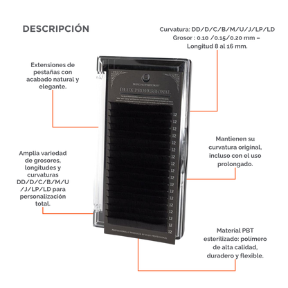 Flat Lash Dlux Professional extensiones de pestañas base plana negro profundo alta gama