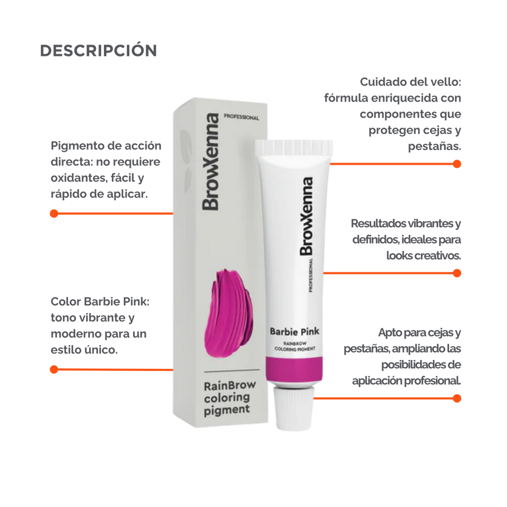 Frasco de 30 ml de Pigmento Directo BrowXenna RainBrow para cejas – fórmula sin oxidante, con textura cremosa y tonos vibrantes para tintado preciso.