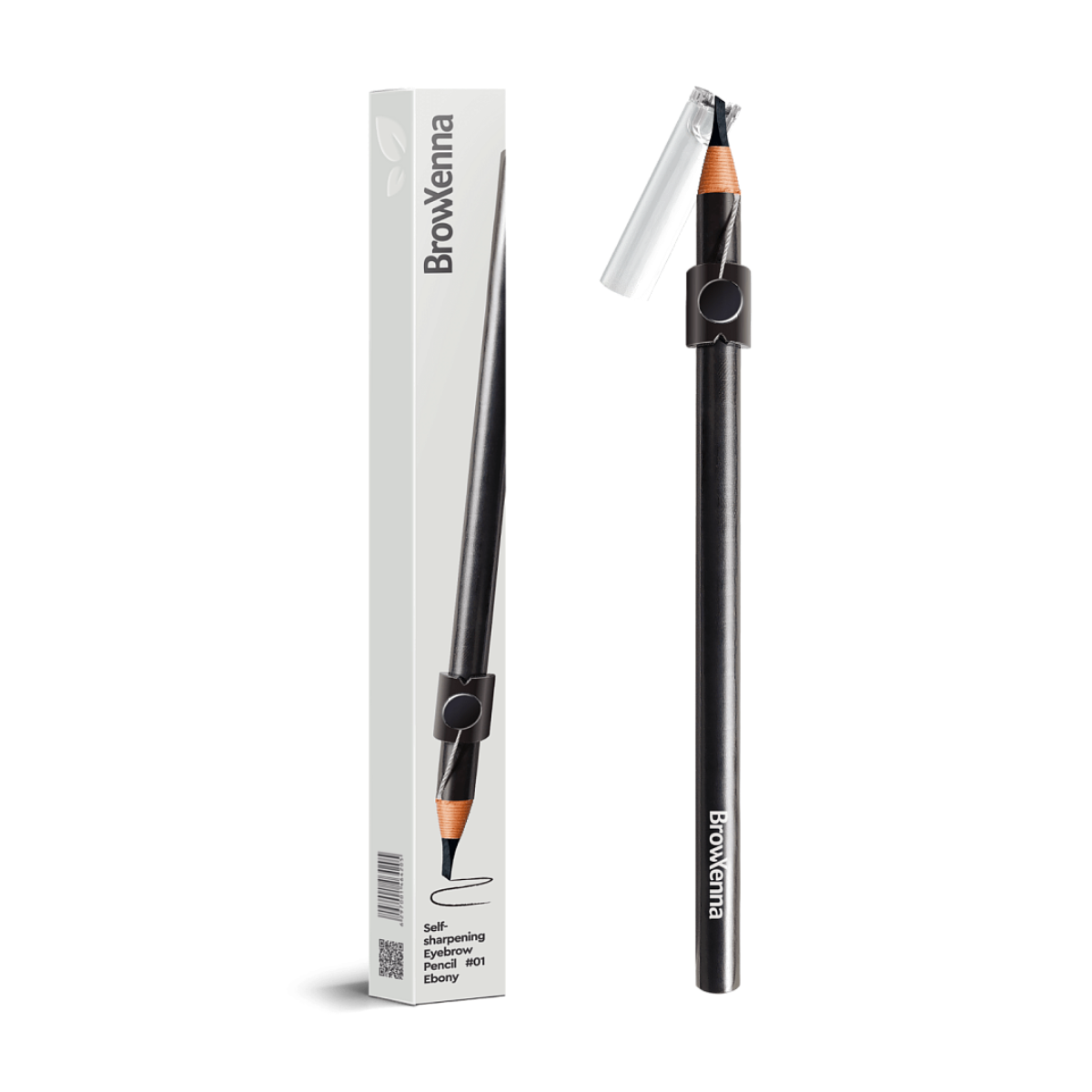 Lápiz de Cejas Auto‑afilable BrowXenna® en mano profesional, mostrando sistema de afilado automático y precisión en delineado.