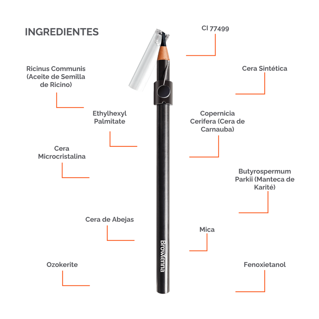 Lápiz de Cejas Auto‑afilable BrowXenna® en mano profesional, mostrando sistema de afilado automático y precisión en delineado.