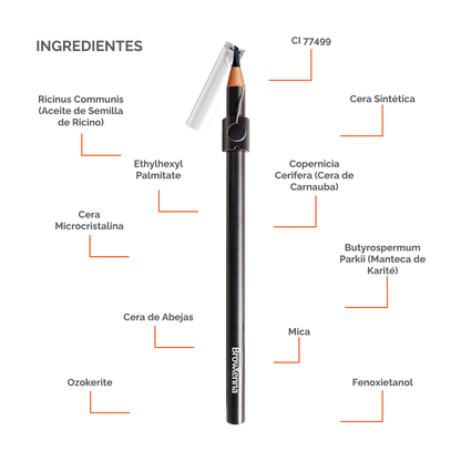 Lápiz de Cejas Auto‑afilable BrowXenna® en mano profesional, mostrando sistema de afilado automático y precisión en delineado.