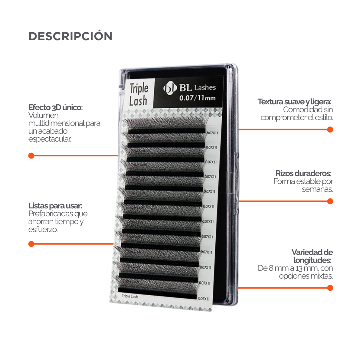 Extensión de pestaña Triple Lash- Volumen Tecnológico Curvatura C