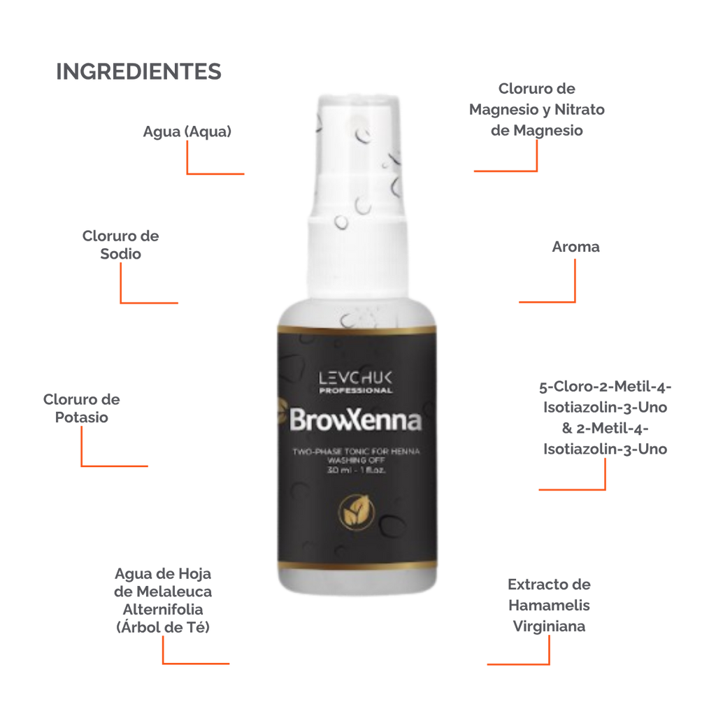 Two Phase Tonic BrowXenna 30 ml-solución bifásica profesional para eliminar henna y tintes de cejas de forma efectiva, suave e hidratante, ideal para preparaciones y correcciones en cabina.