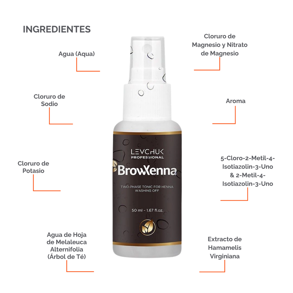 Two Phase Tonic BrowXenna 50 ml-solución bifásica profesional para eliminar henna y tintes de cejas de forma efectiva, suave e hidratante, ideal para preparaciones y correcciones en cabina.