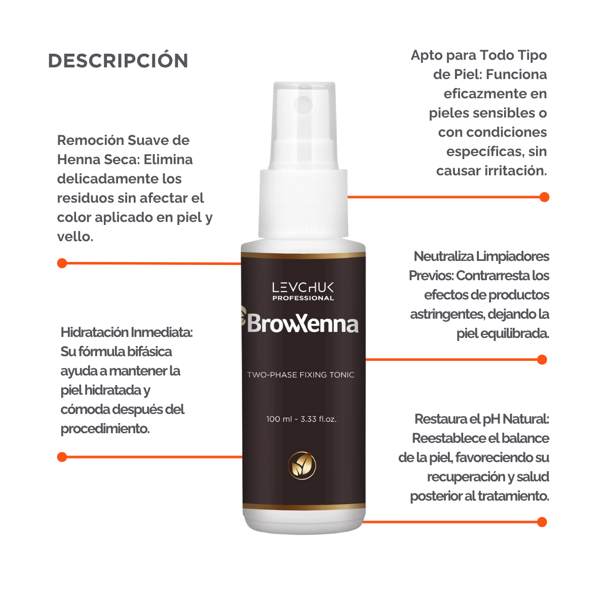 Two Phase Tonic BrowXenna 100 ml-solución bifásica profesional para eliminar henna y tintes de cejas de forma efectiva, suave e hidratante, ideal para preparaciones y correcciones en cabina.