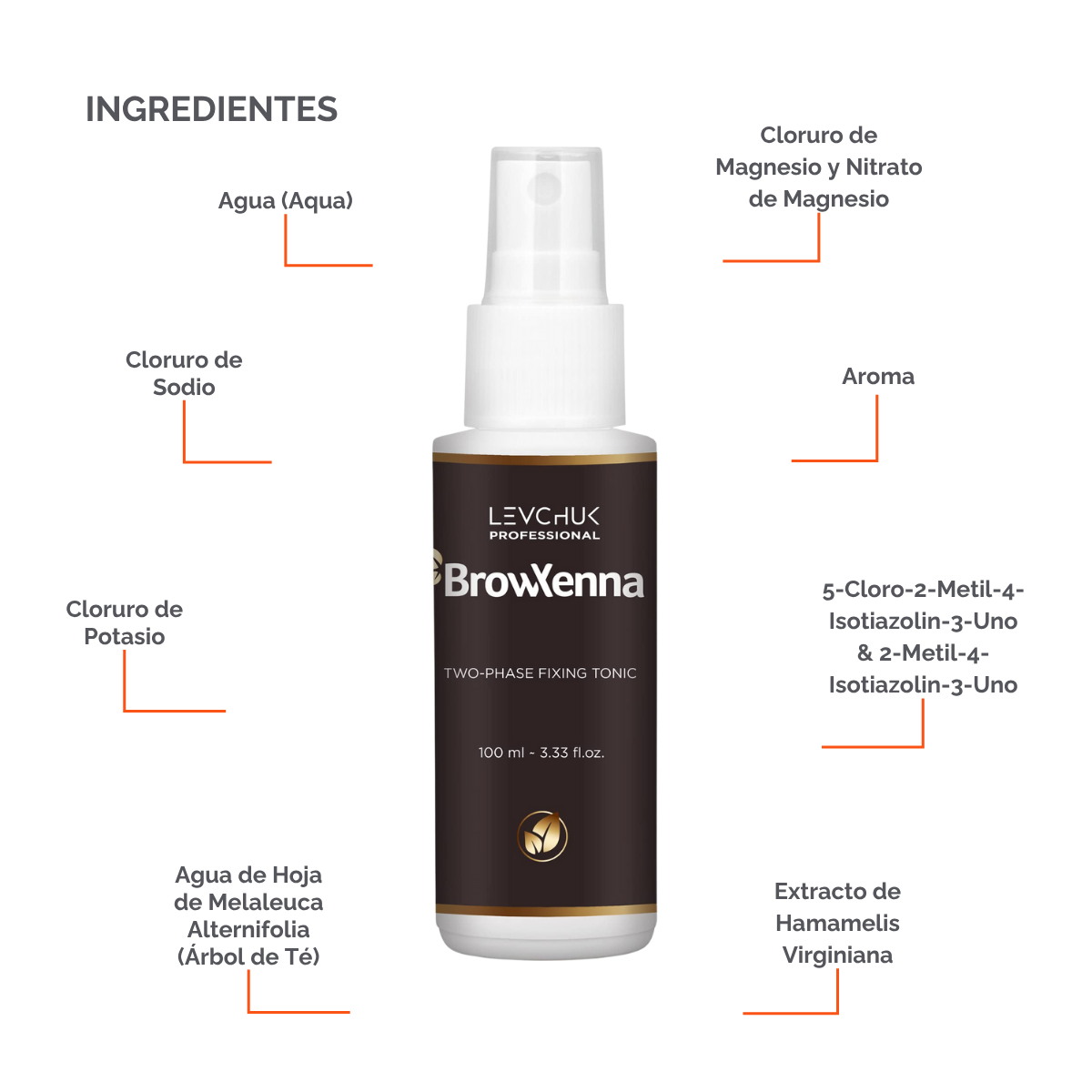 Two Phase Tonic BrowXenna 100 ml-solución bifásica profesional para eliminar henna y tintes de cejas de forma efectiva, suave e hidratante, ideal para preparaciones y correcciones en cabina.