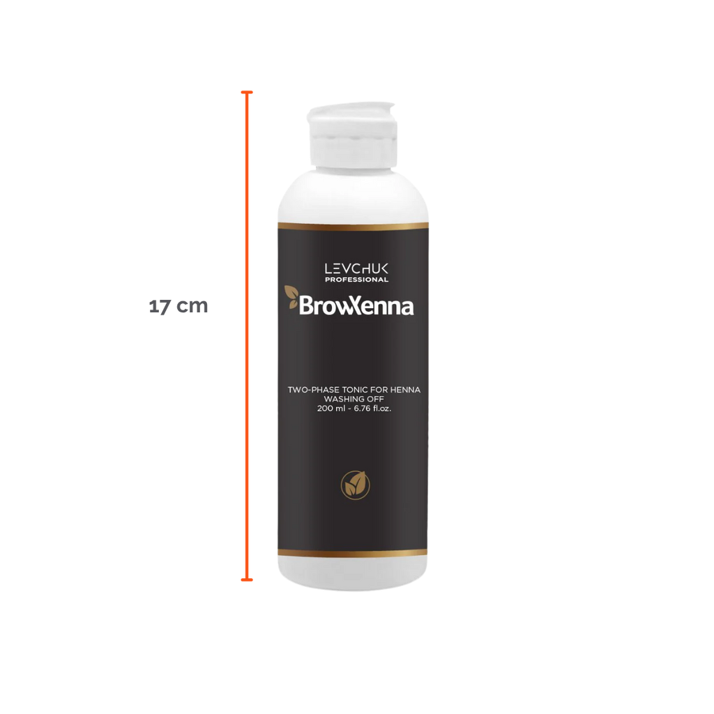 Two Phase Tonic BrowXenna 200 ml-solución bifásica profesional para eliminar henna y tintes de cejas de forma efectiva, suave e hidratante, ideal para preparaciones y correcciones en cabina.