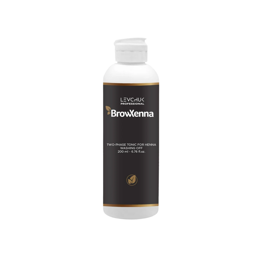 Two Phase Tonic BrowXenna 200 ml-solución bifásica profesional para eliminar henna y tintes de cejas de forma efectiva, suave e hidratante, ideal para preparaciones y correcciones en cabina.