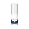 Botella de DLUX Universe Earth Adhesive (pegamento negro para extensiones de pestañas) con fondo claro, diseño de envase sofisticado, aplicador tipo gotero