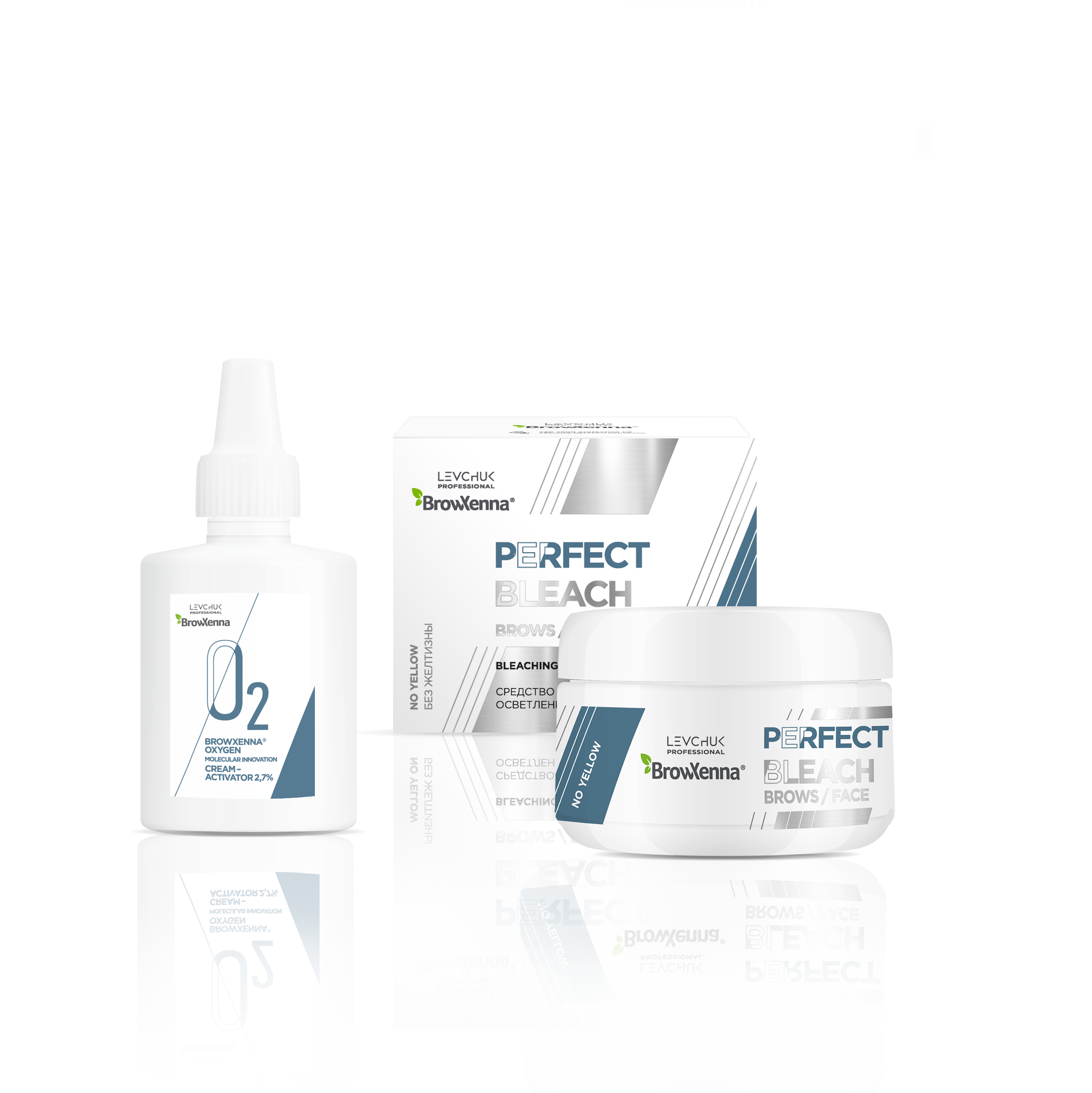 Set de Decoloración Perfect Bleach de BrowXenna® con polvo aclarante y crema activadora. Ideal para aclarar cejas de forma profesional hasta en 4 tonos. Incluye cuchara medidora y componentes nutritivos como proteína de seda y maíz.