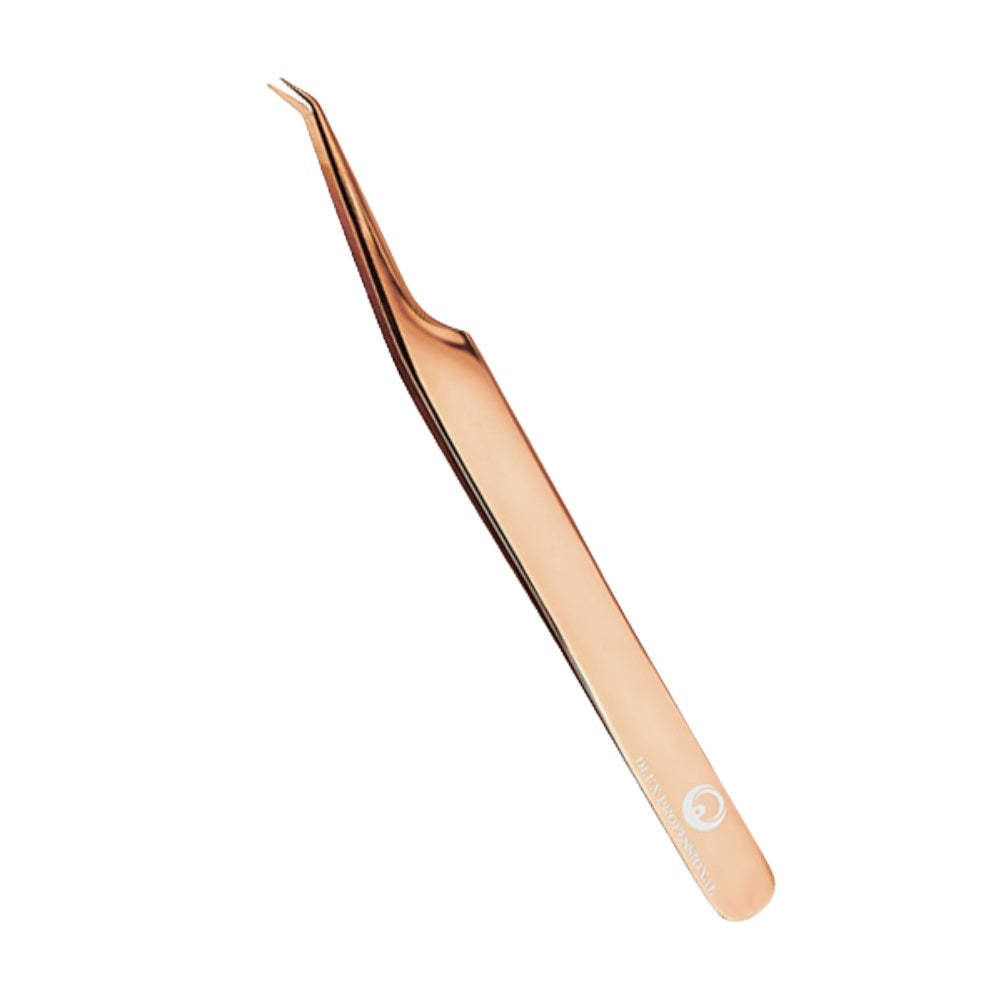 DLUX Pinzas para extensiones de pestañas; DLUX Golden Rose Tweezer