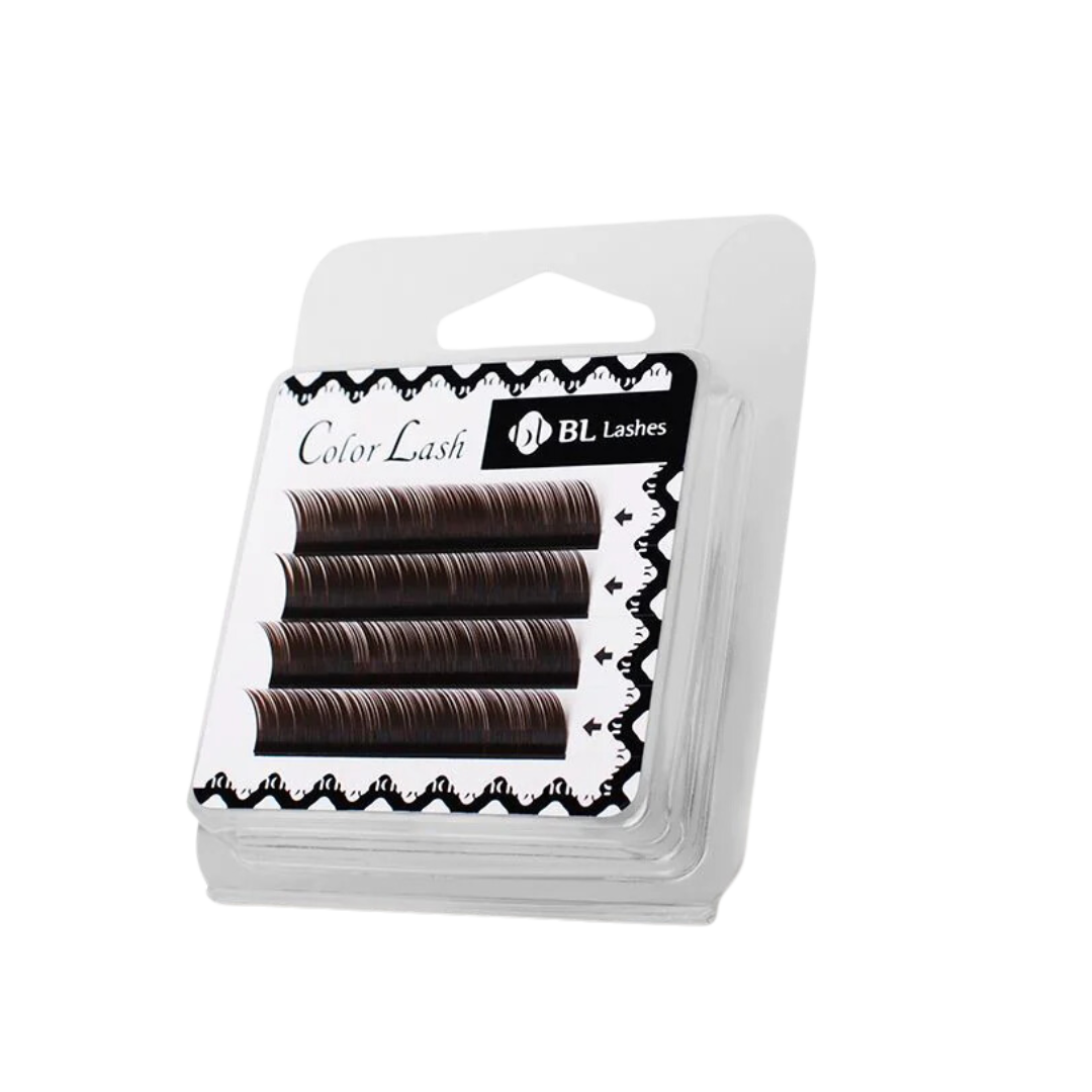 Pestañas de visón marrón oscuro de BL Lashes, 4 líneas, volumen natural y textura suave.