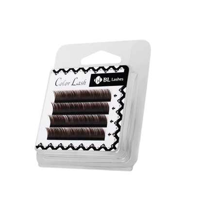 Pestañas de visón marrón oscuro de BL Lashes, 4 líneas, volumen natural y textura suave.